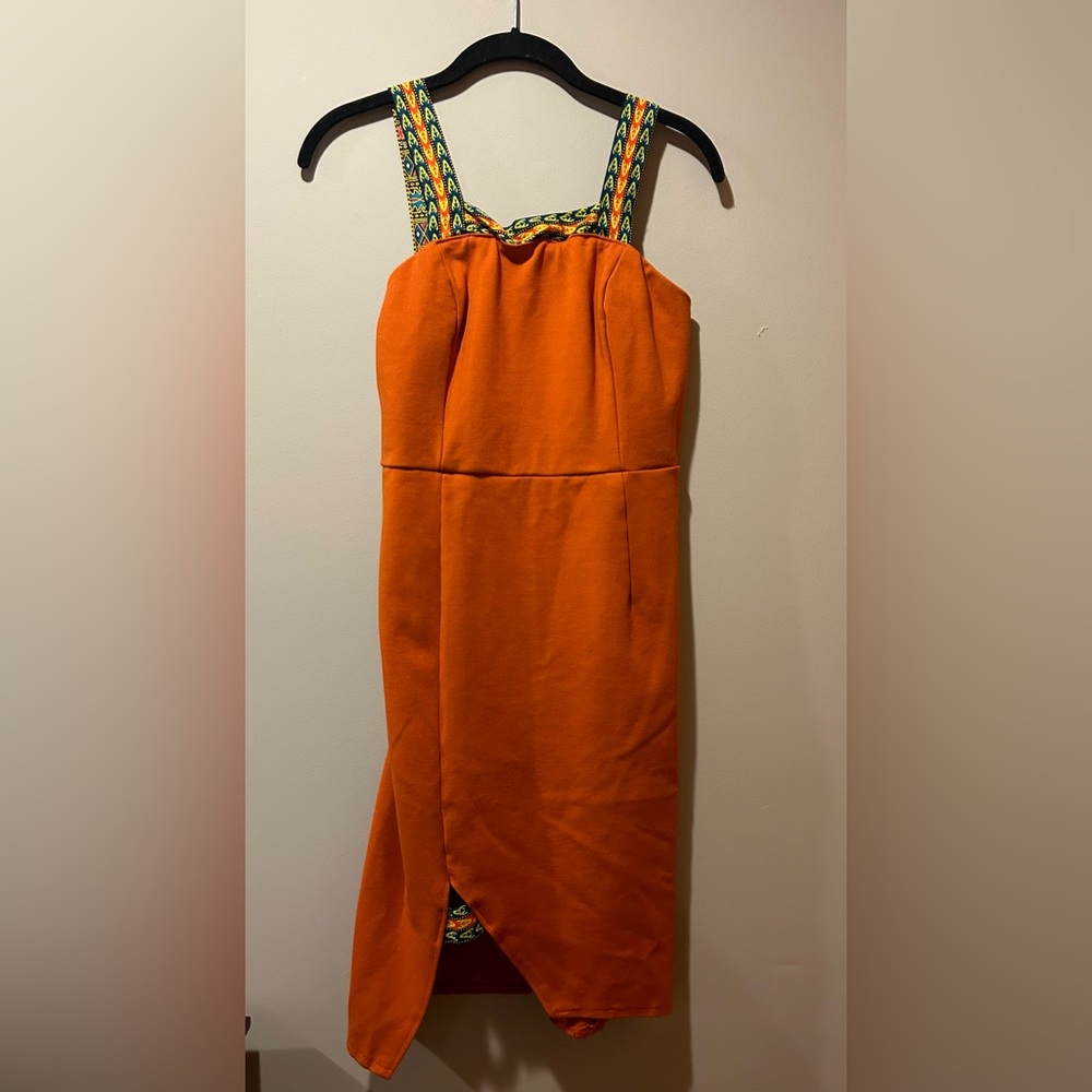 Lulus Orange size L dress ribbon sleeveless boho ethnic Festival Vacation resort